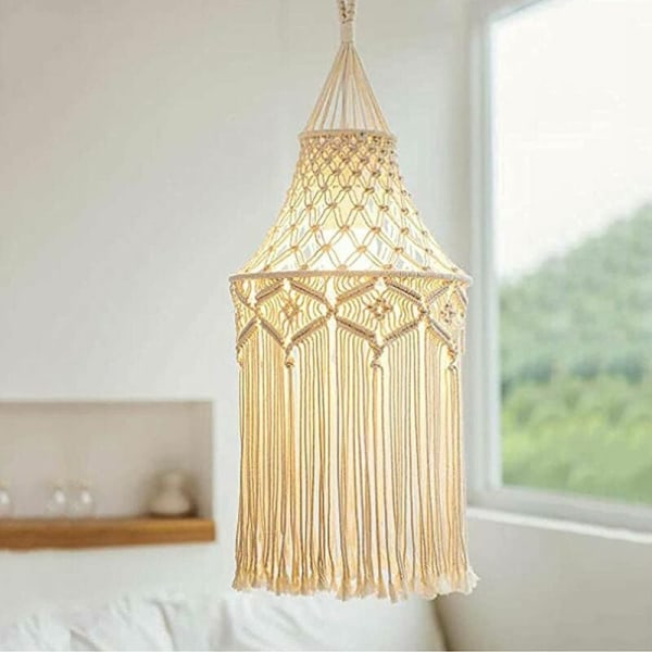 Stickad lampskärm matchande takskärm, taklampa för vardagsrum, sovrum och  badrum, handvävd bohemisk dekoration (Vit1, 30-80cm) Vit1 a4a6 | Fyndiq