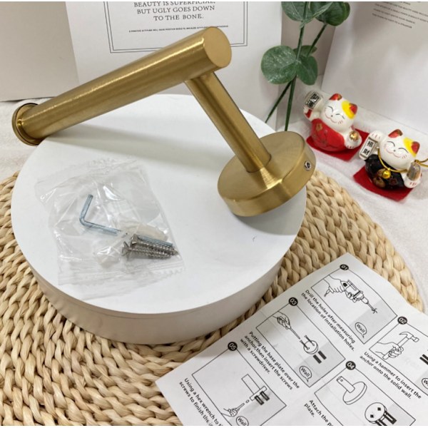 WC-paperiteline, kylpyhuoneen ruostumattomasta teräksestä valmistettu WC-paperiteline keittiöön kylpyhuoneen WC-paperi (harjattu messinki)