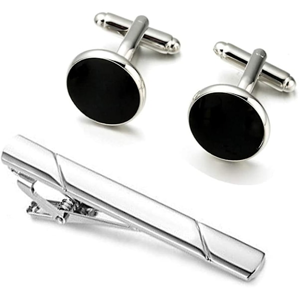 Manschettknappar och slipsklämma Set för Herrars Bröllop Affärer Klassisk Silver Guld Manschettknappar Slipsklämmor Herrskjortor med Presentask Mode Enkel Assorterad Elegant D
