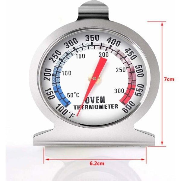 50-300°C/100-600°F Ugns Termometer, 2 Pack Ugn Grill Stek Kock Rök Termometer Direkt Avläsning Termometer Rostfritt Stål Kök Matlagning T (Silver)
