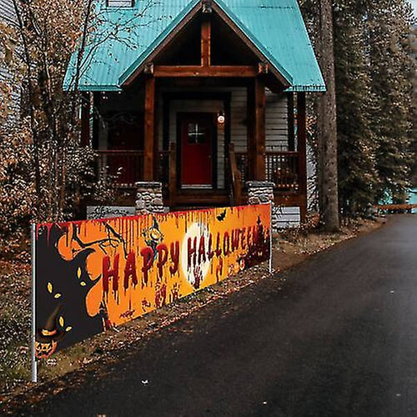 Glad Halloween Hängande Banner Flagga Fest Fira Hopvikbar Hem Utomhus Dekoration（C）