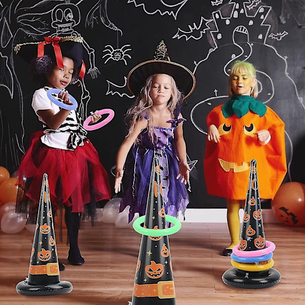 Annen Pynt Til Jul Halloween Oppblåsbar Heksehatt Gresskar Oppblåsbar Kaste Spill Heksehatt Kasting Spill Med Oppblåsbare Ringer Og Luftpumpe