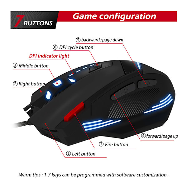 T60 Gaming Mus LED-ljus Svart