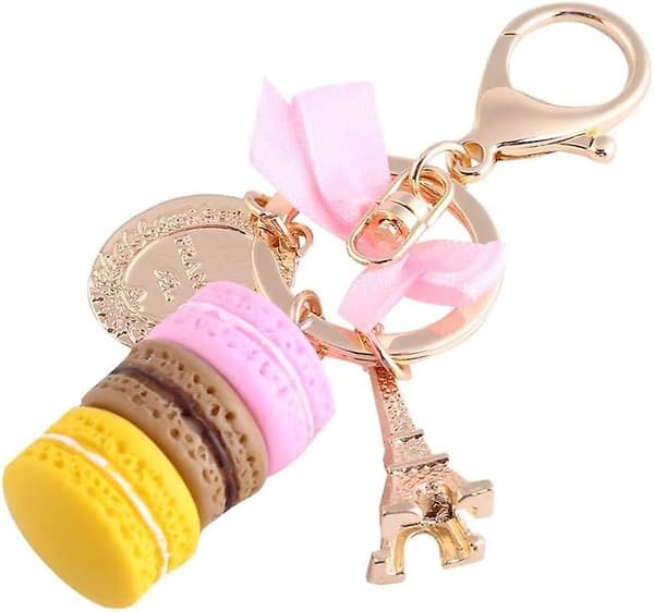 Kreativ nøglering, macaron nøgleringe legering mini Eiffeltårn vedhæng nøglering (total længde: 4,72 tommer) (pink)