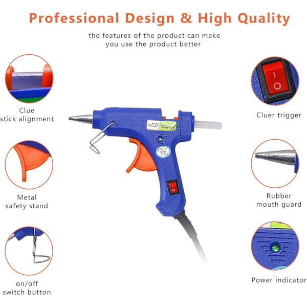 Said Hot Melt Glue Gun Hurtig Tape Switch Hjem Manuel Diy Børn-20w Cyan