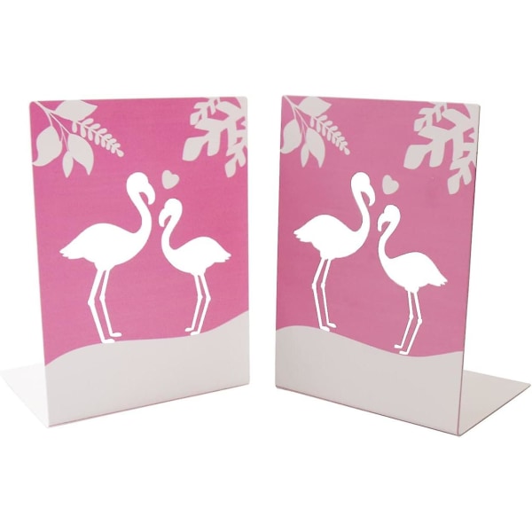 Bokstöd för barn, söta bokstöd med halkfri bas, 1 par tecknade rosa flamingos