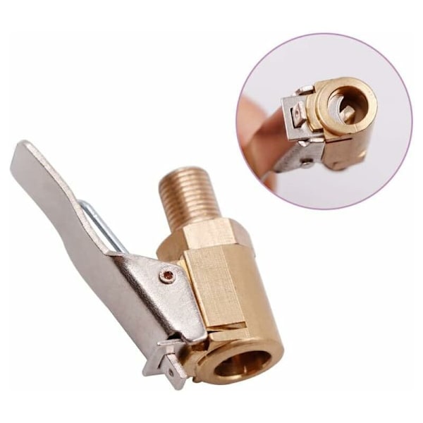 Messingpumpemundstykke, luftpumpestop, bildækventil-adapter, pumpeventilfitting, messingmundstykkepumpe-ventilstop, klemmeforbindelsesadapter