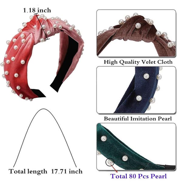Hodebånd for kvinner - Perlehodeband - 1 stk. Tvinnet kunstig perlefløyelshodeband Elegant Bling Hårklipp Hårnåler Hodeplagg Barrette Stylingverktøy Tilbehør