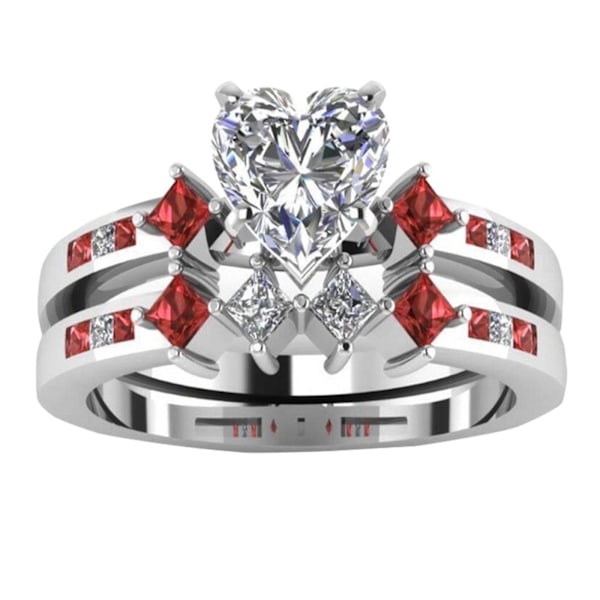 Smycken Klassisk diamantbesatt lyxring för män och kvinnor9Röd