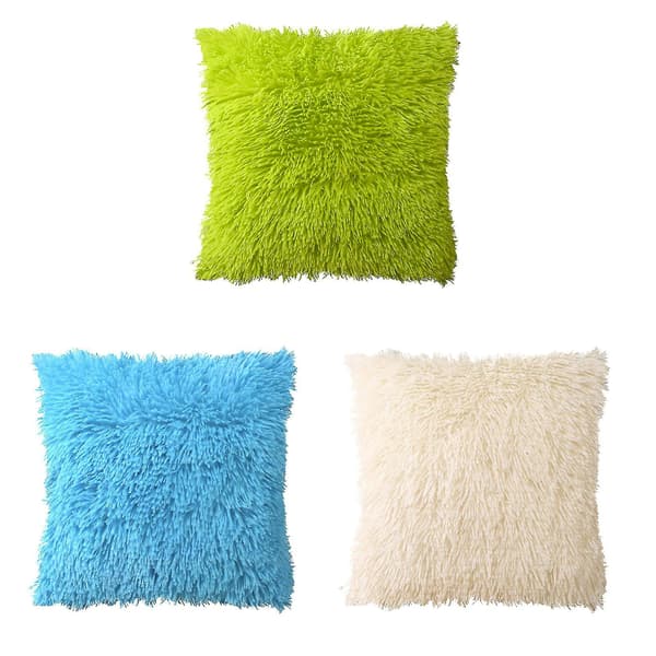 Plush Kuddeöverdrag Soffa Ländryggskudde Överdrag Heminredning Solid Färgrik