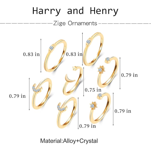 Baicccf Boho Gull Stakkbare Ringer For Kvinner Gull Knuckle Ringer Sett Enkle Stjerne Måne Blomst Ringer For Tenåringsjenter Stakkbare Estetiske Ringer Gaver For Tee