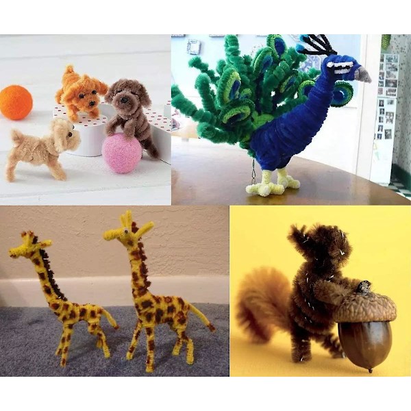 Piberensere 100 stk 10 Farver Chenille Stænger Til DIY Håndværk Dekorationer Kreative Skoleprojekter (6 Mm X 12 Tommer, Assorterede Lyse Farver)