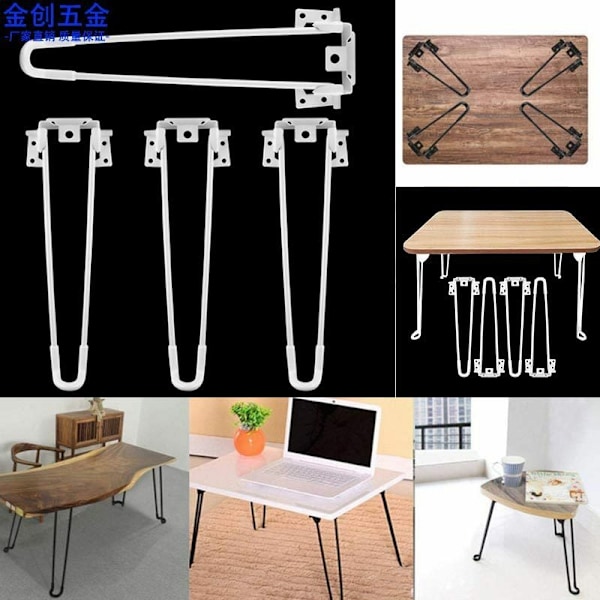 Fällbara bordsben 4-pack Fällbara hårnålsbordsben 52 cm höjd Vit Hög belastning Lätt att installera Fällbart soffbord Ben