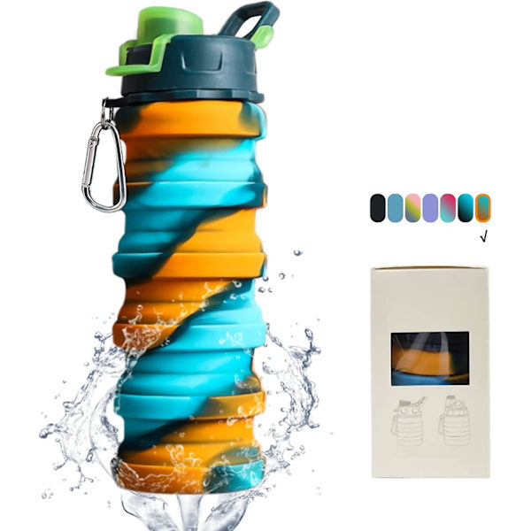 Hopfällbara Vattenflaskor - Vattenkopp 16oz BPA-Fri Silikon Hopfällbara Vattenflaskor Barn - Vandring Resa Vattenflaska Hopfällbar Kopp Sport Barn Vatten