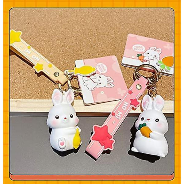 Pige & Kvinder Kreativ Sød Elsker Holder Gulerod Glad Hvid Kanin Bunny Nøglering Nøglering, Kæreste Valentinsdag Elsker Julegave Fødselsdagssamling Gi