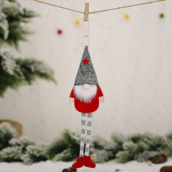 Jultomtehänge Dekorerat med Plastprydnader Julklappsetiketter