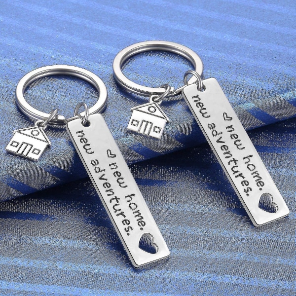 2-pack Nytt hem Nya äventyr Nyckelring Första hem Present Inflyttningspresent Mäklare Avslutningsgåvor Ny husägare Nyckelring