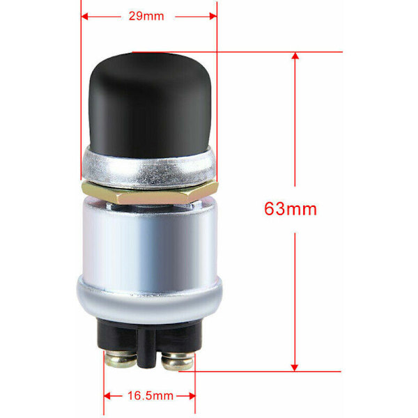 Tryckknappsswitch 2 st Horn Motorstart Switch SPST Tryckknapp Start Switch Vattentät Tryckknapp Start Switch 50A 12V för Bil Båt