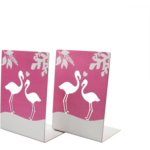 Bokstöd för barn, söta bokstöd med halkfri bas, 1 par tecknade rosa flamingos