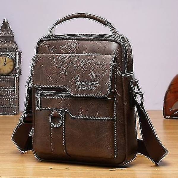 Herrarnas affärs retro PU läderväskor, crossbody väskor