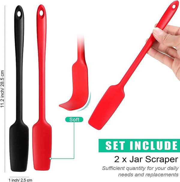 Långskaftad silikonköksspatel non-stick gummispatel (röd + svart) 4-pack