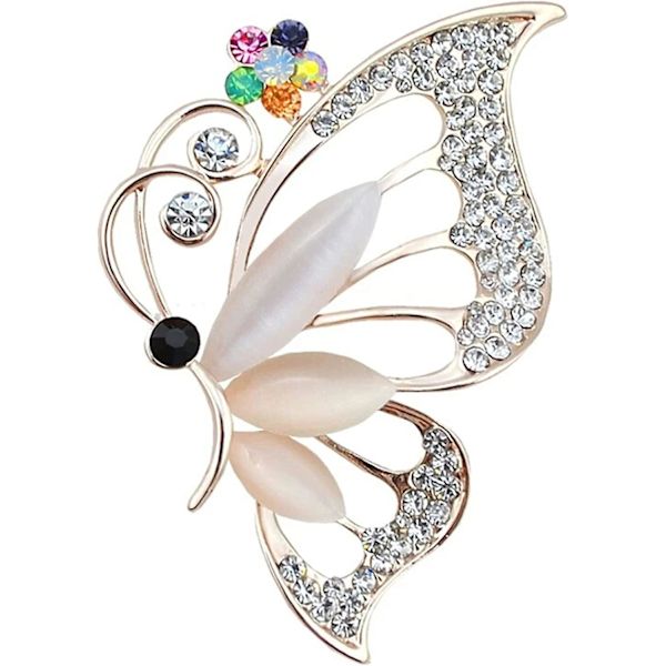 Fjärilsbrosch Stift Chic Romantisk Elegant Rhinestone Kristall Insekt Brosch Stift Kvinnor Corsage Sjal Sjal Kläder Tillbehör Bröllop Fest B