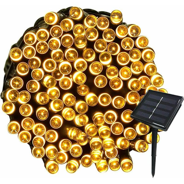 22M Aurinkokäyttöiset Jouluvalot 200 LED 8 Valotilaa Jouluvaloja Ihanteellinen Juhliin, Hääihin, Syntymäpäiville ja Ulkotilojen Puutarhaan (Lämmin Valkoinen, 1 Kpl)