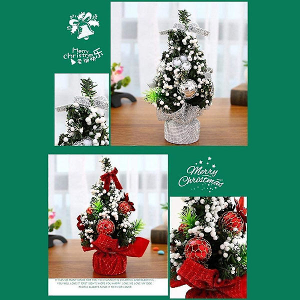 20cm Miniatyr Julgran - Konstgjord Mini Julgran För Bordsdekoration (silver)