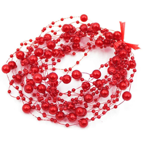 B&S FEEL 5mm Faux Pearl Beads Garland Pearl Bead Roll Strand for Wedding Decoration, 99 Feet? Roll, Red