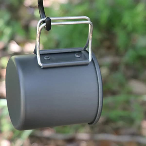 300 ml campingvattenkopp, bärbar hopfällbar aluminiumkopp för camping, picknick, vandring (mörkgrå)