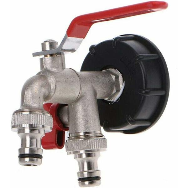 IBC S60X6 Dobbelt Udløbs Messing Aftapningshane, Dobbelt 1/2 Ventiler, 1/2 Udløbsdiameter, 60mm Indløbsdiameter