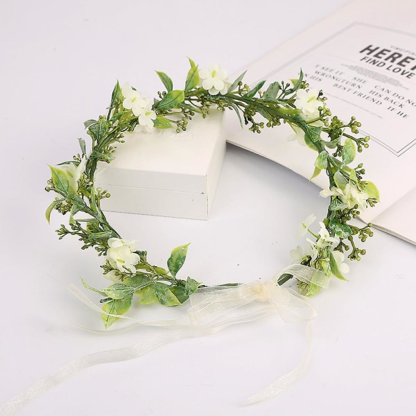 Boho hårblomsterkrona konstgjord blomsterkrona bröllopskrona för bröllopsceremoni, fest
