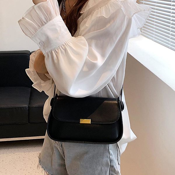 Liten crossbody-väska för kvinnor, mobiltelefonplånbok och handväskor med axelrem, svart