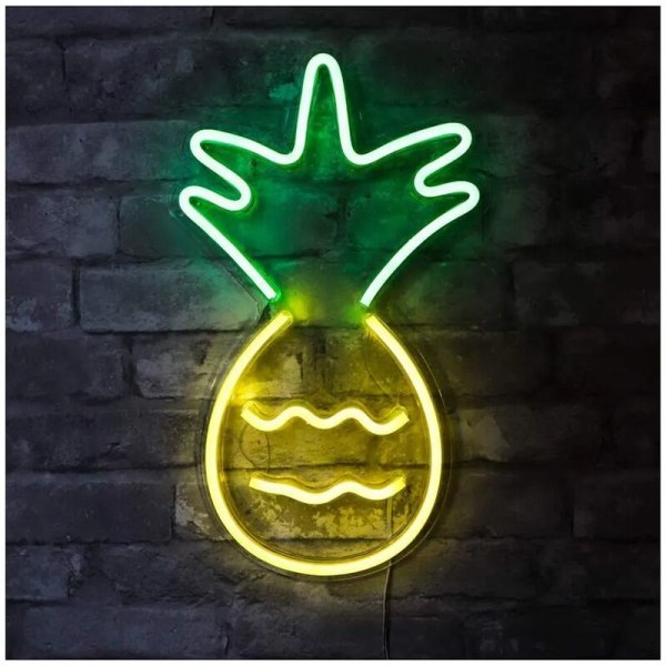 Ananas LED Neon Skylt USB Nattlampa med Akryl Bakpanel för Hemfest Bröllop Bar Dekorativ Lampa