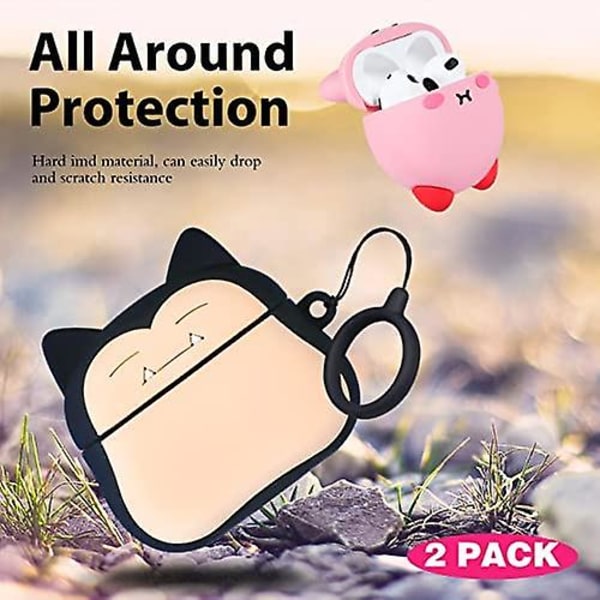 2-pack Gkv-fodral för AirPods 3, för Airpod 3 (2021), Unik Rolig Kul Kawaii Söt 3D-tecknad Design Air Pods 3:e generationens Silikonfodral för Flickor