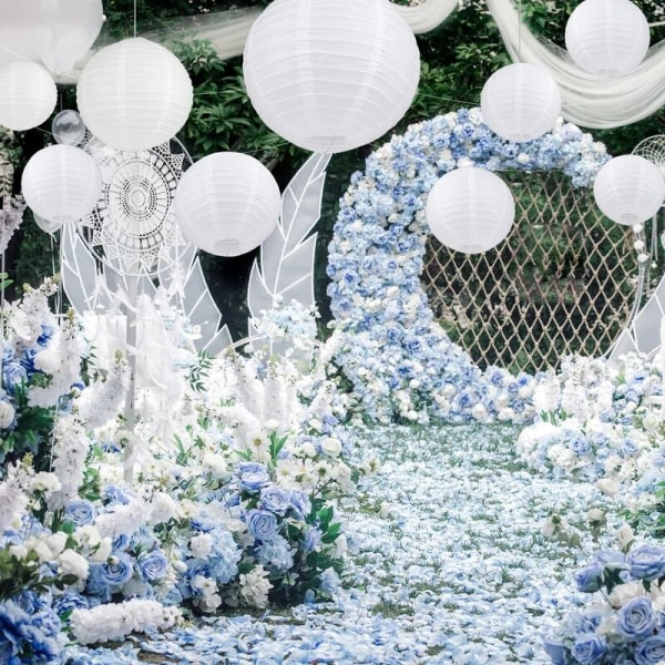30 stykker hvid papirlanterne diameter 20 cm (uden lysdioder) papirlanterner udendørs papirlanterne lampeskærm bryllupsfest dekoration