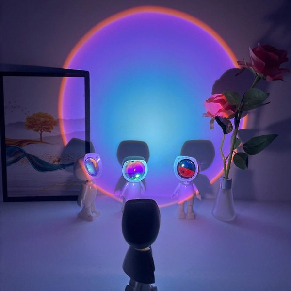 Auringonlaskulamppu, Auringonlaskun lamppu, Sunset Aura -projektiolamppu, USB Rainbow Led -lamppu, Romanttinen visuaalinen valo, Pyörivä, Mukava lahja