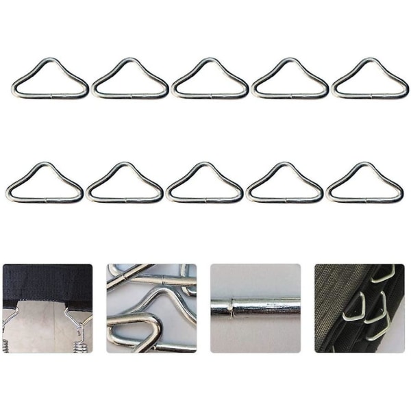 20 st rostfritt stål triangelspänne V-ring för studsmatta reservdelar påse