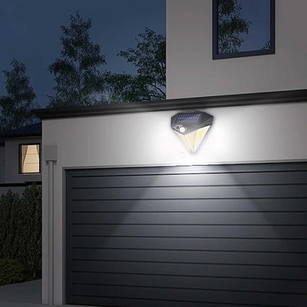 Cob Solar Smart Sensor Utomhus Vägglampa Svart