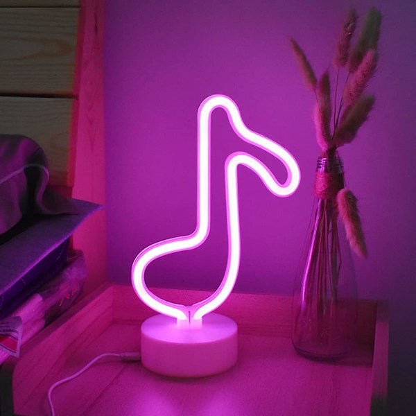Musiknote Neonlys LED Musiknotation Formet Natlampe Fritstående Neonlys Skilt Batteri&usb Strøm Neon Dekorationer Til Hjem Soveværelse Fest(