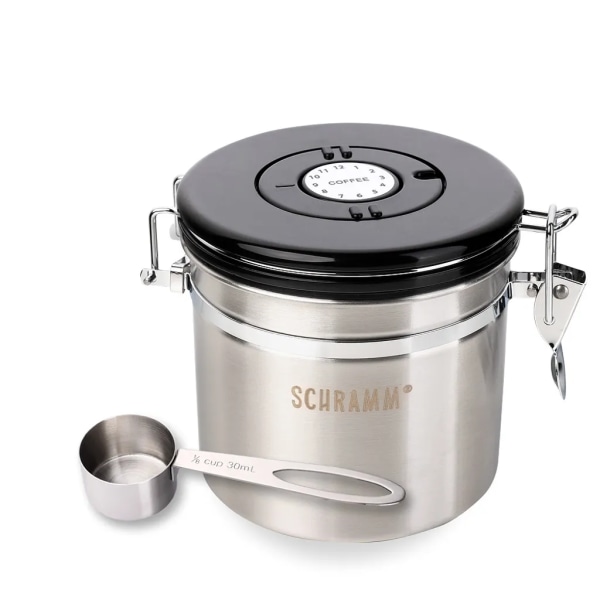 Schramm® kaffeburk 1200 ml i 10 färger med doseringssked Höjd: 12cm Kaffeburkar Kaffeburk av rostfritt stål, färg: silver