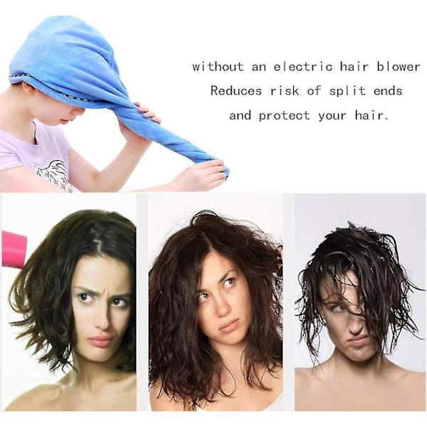 3 st mikrofiberhårhanddukar, handduksset hår turban handduk huvudhandduk med knapp-4