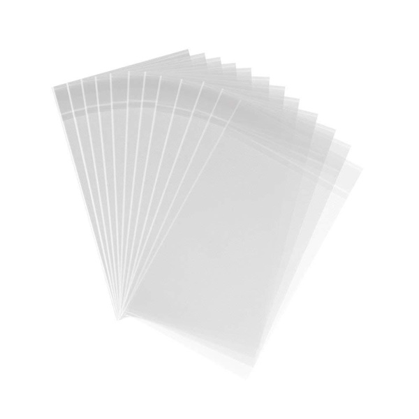 Självförslutande genomskinliga cellofanpåsar, 100-pack (5 x 7 tum), självhäftande kakpåsar, små cellofanpåsar för kakor 6x9 tum
