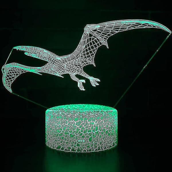 3D LED Dinosaur Natlampe Touch 7 Farver Skiftende Senge
