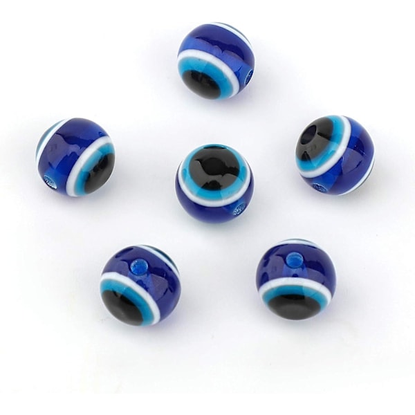100 blå pärlor ögonpärlor handgjorda harts pärlor hänge lämplig för DIY armband (10mm)