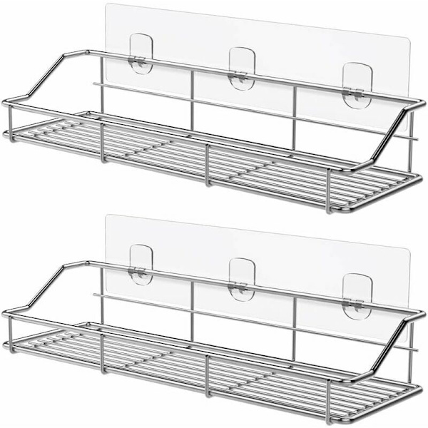 Duschkorg Hylla Sj?lvh?ftande Badrum Duschkorgar Badhylla V?ggmontering Utan Borrning SUS304 Rostfritt St?l - 2-pack
