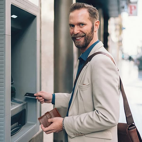 Mofut plånbok läder plånbok män, plånbok män med RFID, mörkbrun