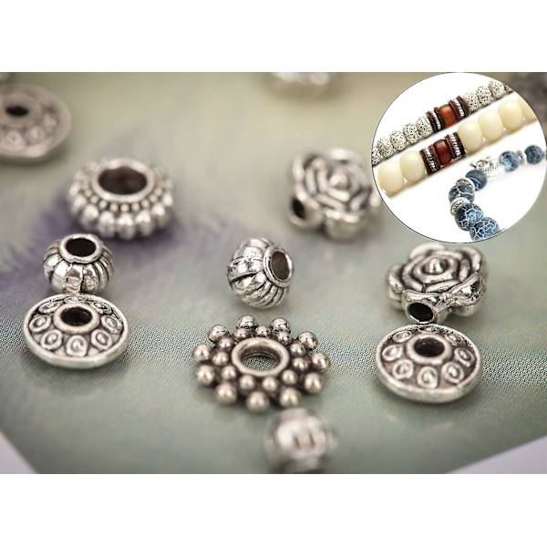 Över 300 tibetanska distanspärlor Smyckestillverkning i antik silverlegering Lämplig för DIY-smyckestillbehör
