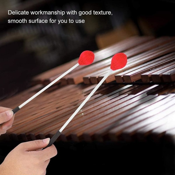 1 par ullhuvud tangentbord Marimba hammare med gummi glasfiberhandtag för nybörjare