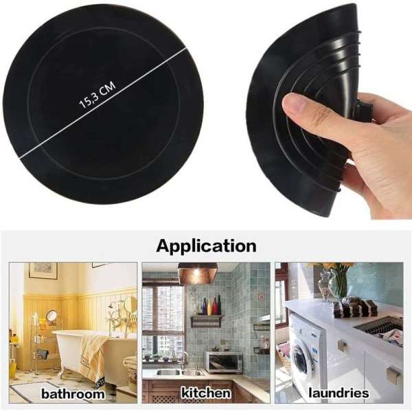 Badekarlåg Silikone vask Dæk til køkkenvask Dæk til køkken, badeværelse og vaskerum Universal afløbsdæksel (sort)